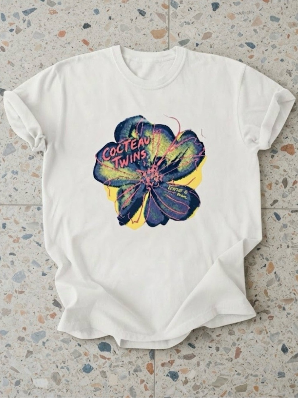 Cocteau Twins Floral Art Graphic White Gildan T-Shirt